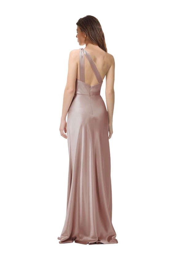 Best One Shoulder Black-Tie Floor Length Long Formal Stretch Satin Bridesmaid Dress / Prom Dress Sydney