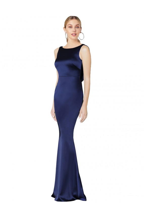 Best Sheath High Neck Formal Stretch Satin Bridesmaid Dress / Prom Dress Low Back Sydney
