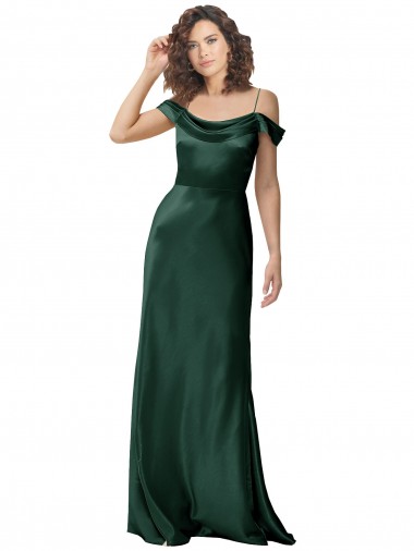 Best Off the Shoulder Sleeves Long Formal Stretch Satin Bridesmaid Dress / Prom Dress with Pleated Draped Neckline Sydney