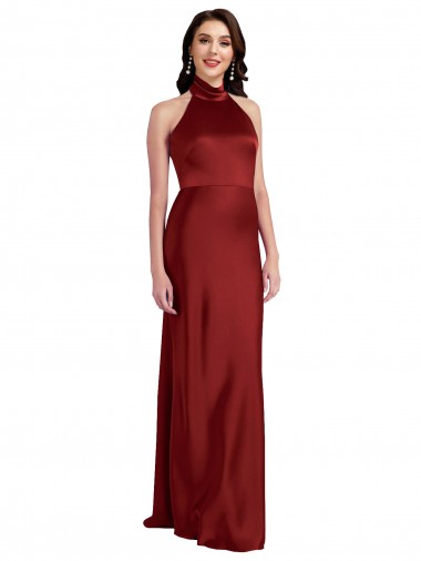 Best Backless Halter Long Formal Stretch Satin Bridesmaid Dress / Prom Dress Sydney