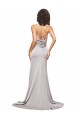 Best High Neck Low Back Long Full Length Formal Stretch Satin Bridesmaid Dress / Prom Dress Sydney