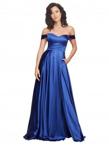 Best Ball Gown Off the Shoulder Sweetheart Formal Stretch Satin Bridesmaid Dress / Prom Dress Sydney