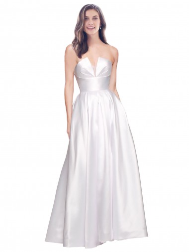 Best Full Length Strapless V-Cutout Formal Stretch Satin Bridesmaid Dress / Prom Dress Sydney