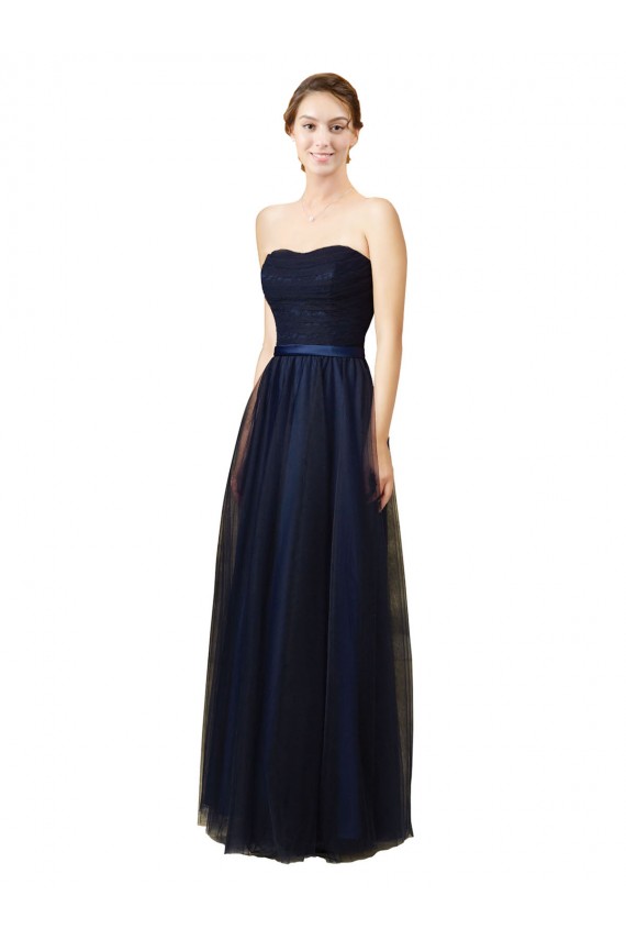 Best Elegant Lace and Tulle Long Strapless Bridesmaid Dress Sydney