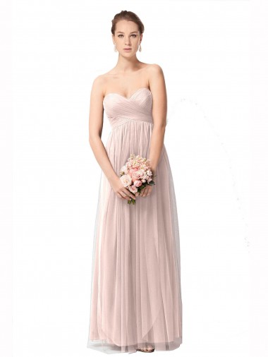 Best Long Sweetheart Tulle Bridesmaid Dress with Shirred Criss Cross Bodice Sydney