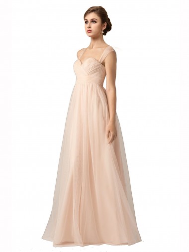 Best Illusion Sleeves Tulle Bridesmaid Dress with Shirred Bodice and Sweetheart Neckline Sydney