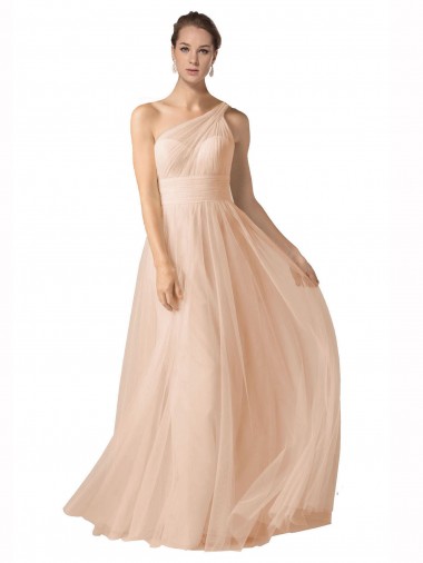 Best Illusion One Shoulder Tulle Bridesmaid Dress with Shirred Bodice Sydney