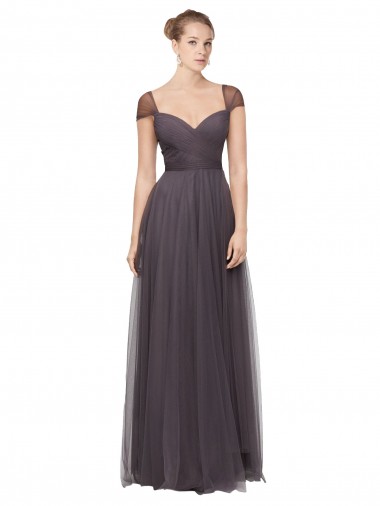 Best Sweetheart Neckline Long Tulle Bridesmaid Dress with Straps Sydney
