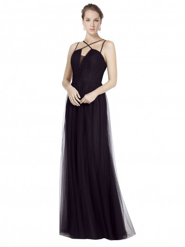 Best High Neck Long A-Line Tulle Bridesmaid Dress Sydney