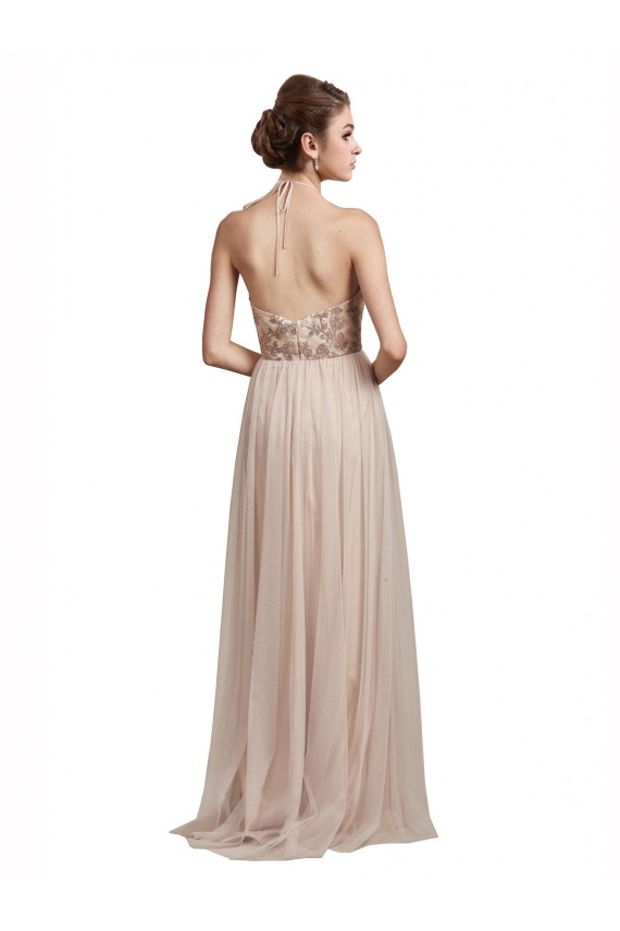 Best Sweetheart Tulle Bridesmaid Dress with High Neck Illusion Bodice Sydney