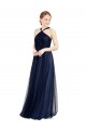 Best Floor Length Long Halter Pleated Tulle Bridesmaid Dress Sydney