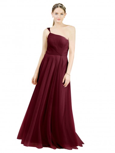 Best One Shoulder Floor Length Long Tulle Bridesmaid Dress Sydney