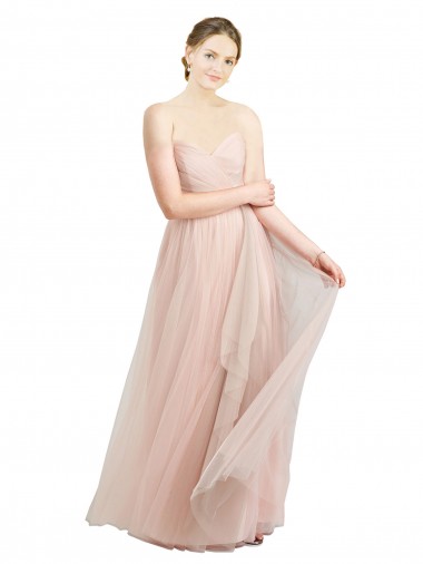 Best Long Floor Length Sweetheart Pleated Tulle Bridesmaid Dress Sydney