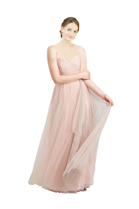 Best Long Floor Length Sweetheart Pleated Tulle Bridesmaid Dress Sydney