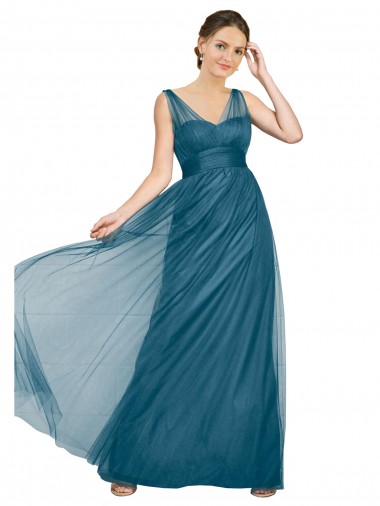 Best Long V-Neck Soft Tulle Bridesmaid Dress Sydney