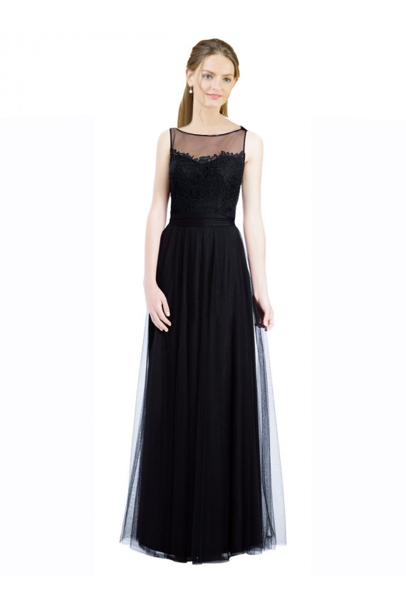 Best Full Length Tulle Bridesmaid Dress with Lace Bodice and Soft Tulle Illusion Top Sydney