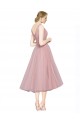 Best Short Tea Length Wide Strap Plunge Cross Over Neckline Tulle Cocktail Bridesmaid Dress Sydney