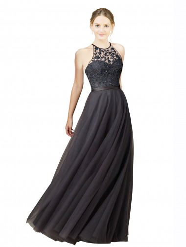 Best Sweetheart Neckline Long Sleeveless Tulle Bridesmaid Dress with Lace Bodice Sydney
