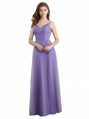 Best Sweetheart Deep V-Back Tulle Bridesmaid Dress with Draped Bodice Sydney
