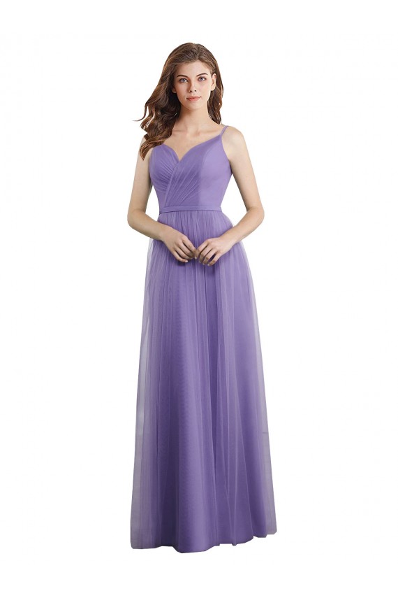 Best Sweetheart Deep V-Back Tulle Bridesmaid Dress with Draped Bodice Sydney