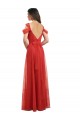 Best Cold Shoulder Pleated Wrap Tulle Bridesmaid Dress with Low V-Back Sydney
