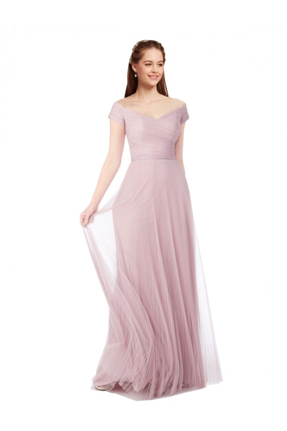 Best Off the Shoulder Long A-Line Tulle Bridesmaid Dress Sydney