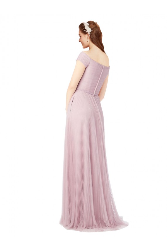Best Off the Shoulder Long A-Line Tulle Bridesmaid Dress Sydney