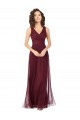 Best Long A-Line V-Neck Tulle Bridesmaid Dress Sydney