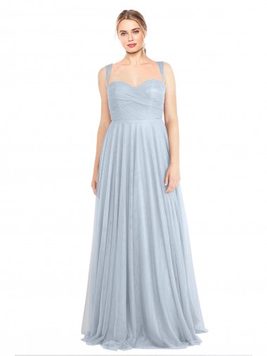 Best Sweetheart Spaghetti Straps Long Tulle Bridesmaid Dress with Criss Cross Back Sydney