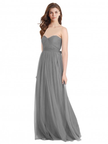 Best Shirred Strapless Bodice Long Tulle Bridesmaid Dress with Sweetheart Neckline Sydney