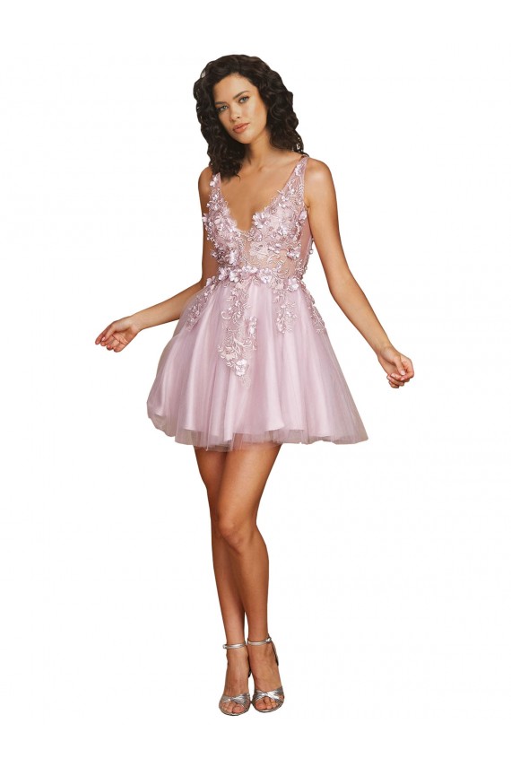 Best Sleeveless V-Neckline Short Cocktail Dress with Embellished Lace Appliques Sydney