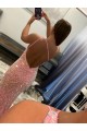 Best Open Back One Shoulder Sleeveless Long Sweep Train Velvet Sequin Prom Dress Sydney