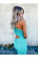 Best Mermaid One Shoulder Sleeveless Long Sweep Train Velvet Sequin Prom Dress Sydney