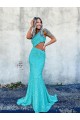 Best Mermaid One Shoulder Sleeveless Long Sweep Train Velvet Sequin Prom Dress Sydney