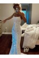 Best Long Spaghetti Straps Sleeveless Sweep Train Velvet Sequin Prom Dress Sydney