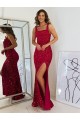 Best Square Neck Sleeveless Long Velvet Sequin Prom Dress with Slit Sydney
