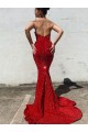 Best Mermaid Sweetheart Sleeveless Long Court Train Velvet Sequin Prom Dress Sydney
