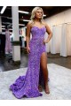 Best A-Line Sweetheart Sleeveless Long Velvet Sequin Prom Dress with Slit Sydney