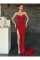 Best V-Neck Sleeveless Long Sweep Train Velvet Sequin Prom Dress with High Side Slit Sydney