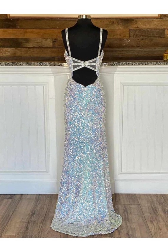 Best V-Neck Sleeveless Long Sweep Train Velvet Sequin Prom Dress Sydney