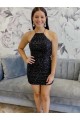 Best Halter Sleeveless Short Velvet Sequin Homecoming Dress / Prom Dress Sydney