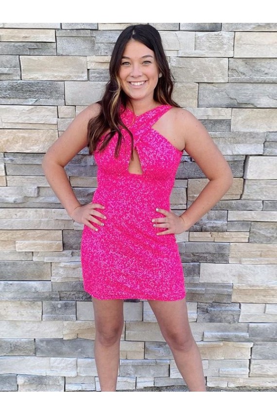 Best Halter Sleeveless Short Velvet Sequin Cocktail Homecoming Dress / Prom Dress Sydney