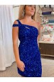 Best Velvet Sequin One Shoulder Sleeveless Short Homecoming Dress / Prom Dress Sydney