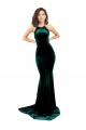 Best High Neck Formal Stretch Velvet Bridesmaid Dress / Prom Dress with Black Lace Embroidery Sydney