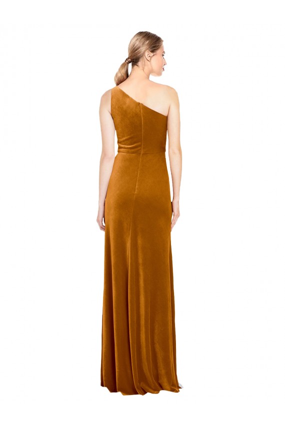 Best Sleek One Shoulder Long Formal Velvet Bridesmaid Dress / Prom Dress Sydney
