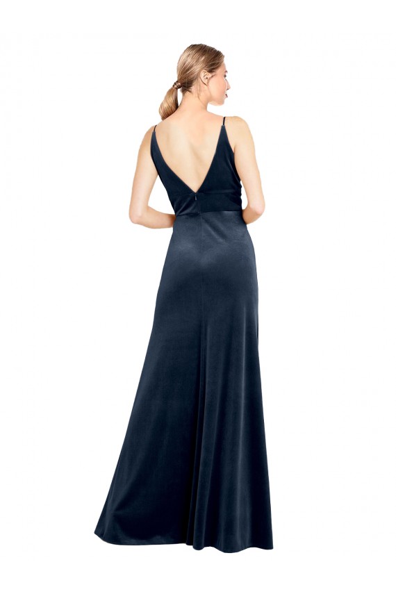 Best V-Back Long Velvet Bridesmaid Dress / Prom Dress with Notched V-Neck and Spaghetti Straps Sydney