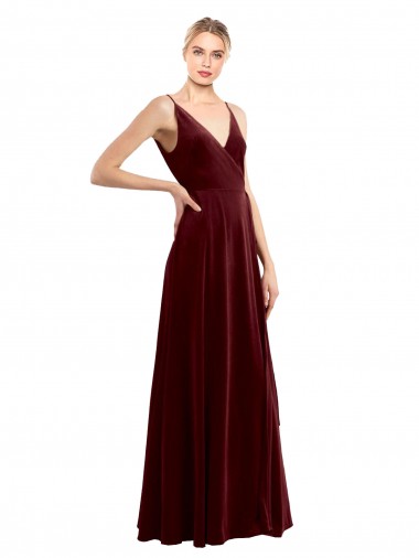 Best Faux Wrap V-Neck Sleek Long Formal Velvet Bridesmaid Dress / Prom Dress Sydney