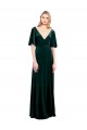 Best Deep V-Neck Flutter Sleeves Long Velvet Wrap Bridesmaid Dress / Prom Dress Sydney