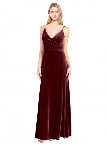 Best Faux Surplice Neckline Slim A-Line Long Velvet Bridesmaid Dress / Prom Dress Sydney
