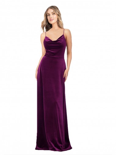 Best Draped Neckline Spaghetti Straps Formal Velvet Bridesmaid Dress / Prom Dress Sydney